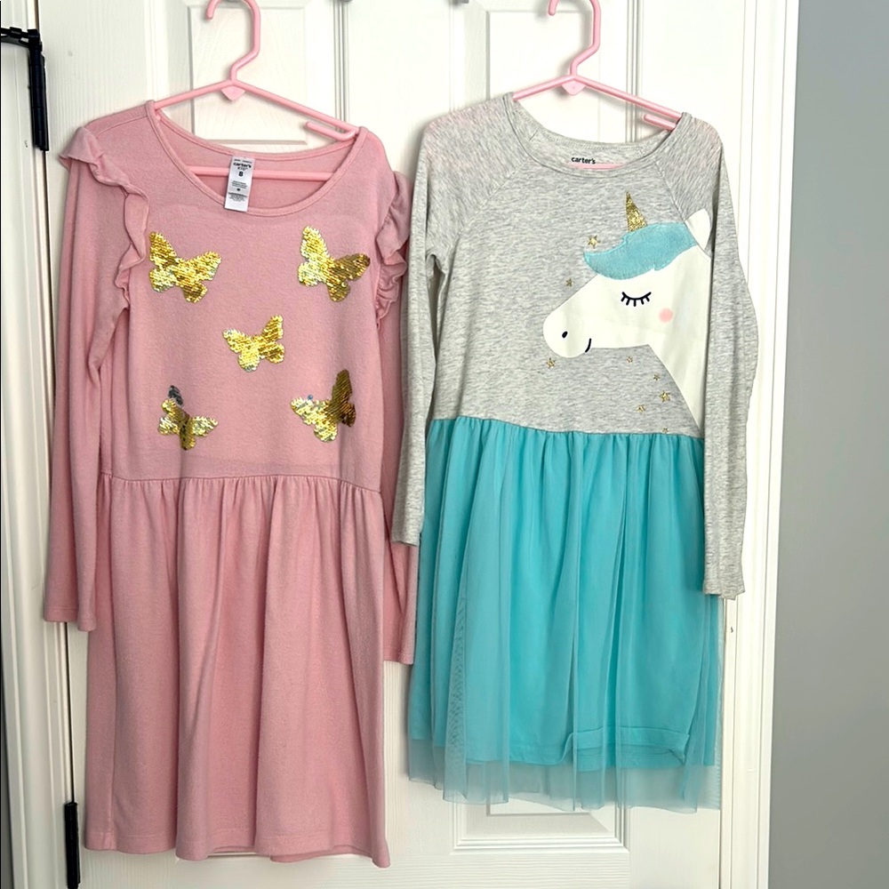 Carters long sleeve dresses size girls 8